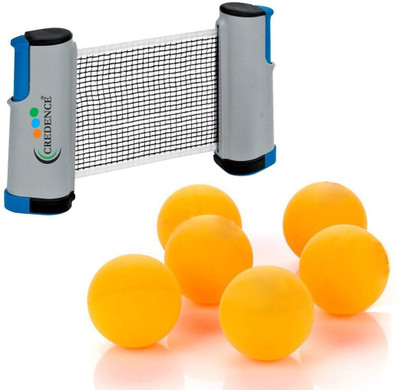 

Credence Innovative Retractable Table-Tennis Net with Adjustable Length and Push Clamps - Easy Portable with 6 Table tennis balls Table Tennis Kit