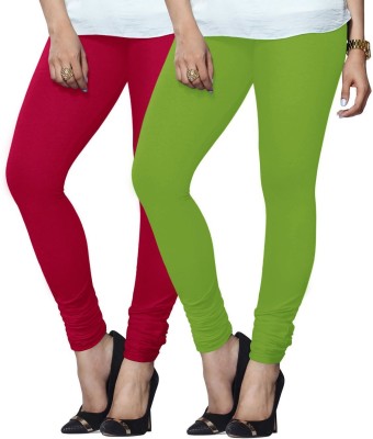 Lyra Churidar Length Ethnic Wear Legging(Pink, Light Green, Solid)
