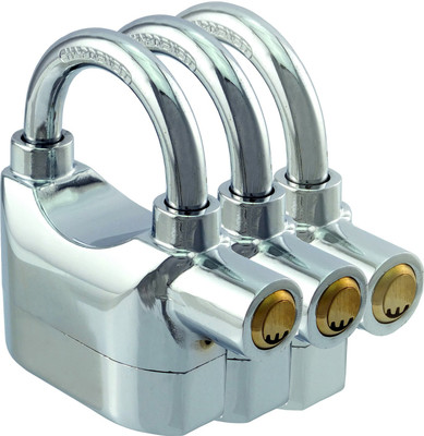 

Abros Pack of 3 - Heavy Duty Alarmed Padlock with 110db Motion Sensing Siren Alarm Padlock(Silver)