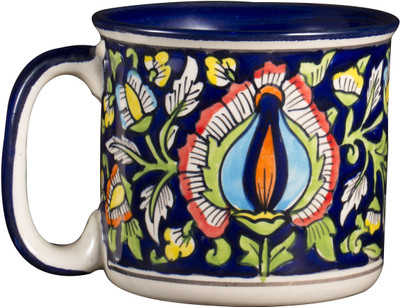 

caffeine Blue Jaipuri Ceramic Mug(550 ml), Multicolor