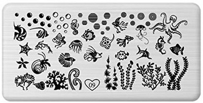 

SYGA 1 Piece Heart_ Style Nail Plates Nail Art Image Stamping Plates Nail Sticker(Silver)