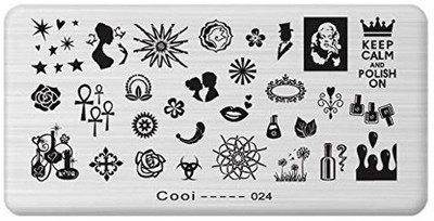 

SYGA 1 Piece Cooi_024 Style Nail Plates Nail Art Image Stamping Plates Nail Sticker(Silver)