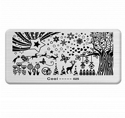 

SYGA 1 Piece Cooi_025 Style Nail Plates Nail Art Image Stamping Plates Nail Sticker(Silver)