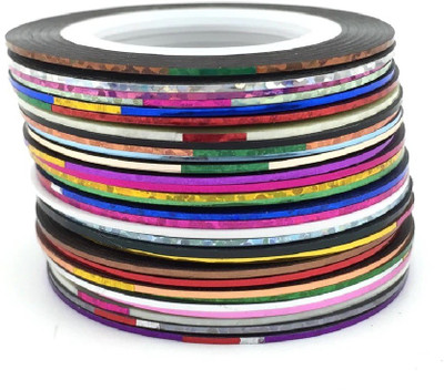 

Royalkart New Fantastic 36 Roll Mix Color Metallic Nails Art Tape Lace Line Strips Decoration Stickers UV Gel Polish for Nail Art Decals(muticolour)