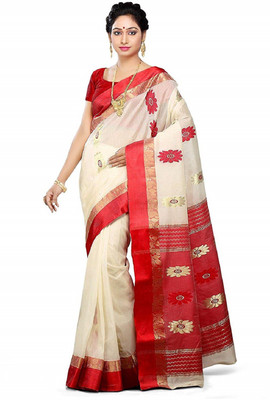 BRISHTI CREATIONS Self Design Garad Tussar Silk Saree(Red)
