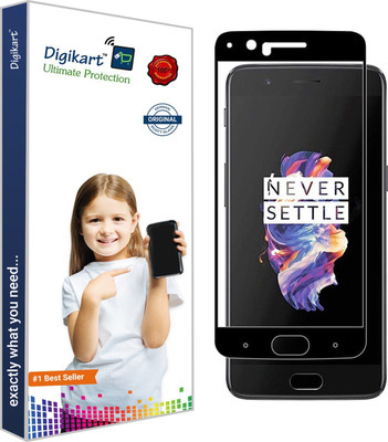 DIGIKART Edge To Edge Tempered Glass for OnePlus 5 Mobile Screen Protector Guard Full Glue Premium Black Tempered Glass For OnePlus 5(Pack of 1)