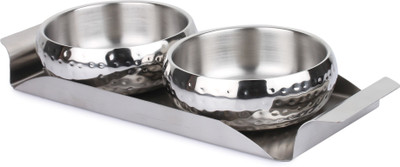 

Homeish Double Walled Hammerred Nut Bowl Tray Serving Set(Pack of 1)