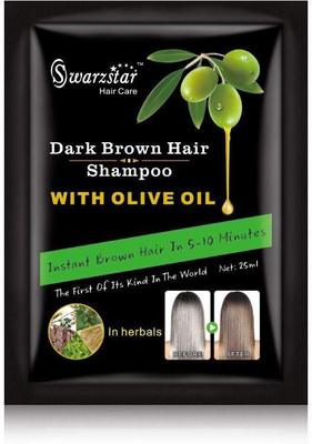 

Swarzstar Dark Brown Hair Colour Shampoo 125ml (Olive Oil pack of 5 Sachets)(125 ml)