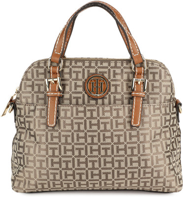 

Tommy Hilfiger Women Casual Beige, Brown Polyester Satchel