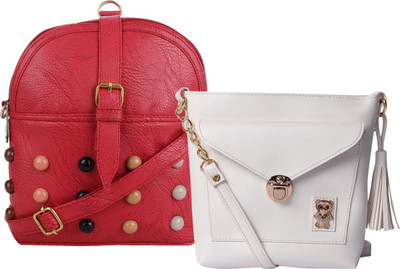 

Fillin Cart Women Casual, Evening/Party, Formal Red, White PU Sling Bag