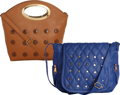 

Fillin Cart Women Casual, Evening/Party, Formal Brown, Blue PU Sling Bag, Blue;brown
