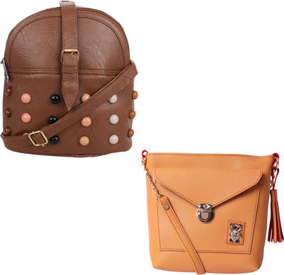 

Fillin Cart Women Casual, Evening/Party, Formal Brown, Yellow PU Sling Bag