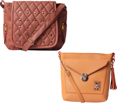 

Fillin Cart Women Casual, Evening/Party, Formal Brown, Yellow PU Sling Bag