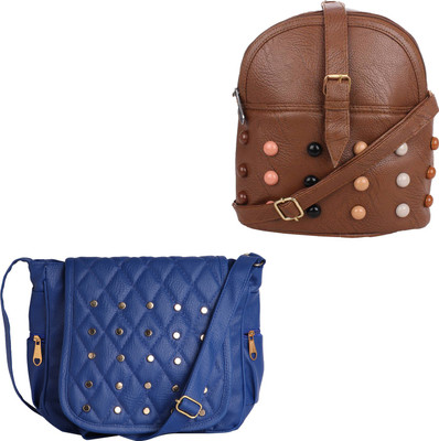 

Fillin Cart Women Casual, Evening/Party, Formal Brown, Blue PU Sling Bag, Blue;brown