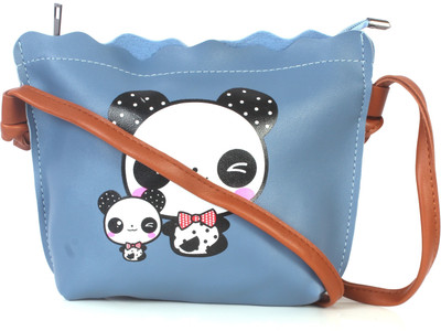 

b4bags Women Casual Blue, Black Leatherette Sling Bag, Black;blue