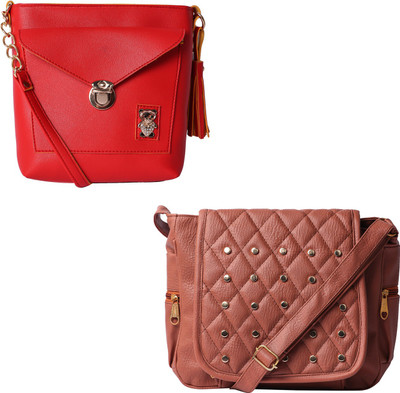 

Fillin Cart Women Casual, Evening/Party, Formal Red, Brown PU Sling Bag, Brown;red