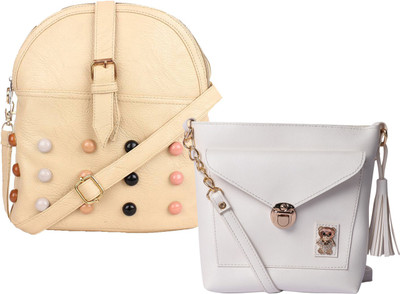 

Fillin Cart Women Casual, Evening/Party, Formal White PU Sling Bag