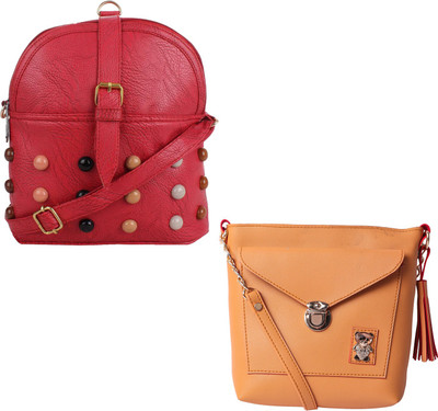 

Fillin Cart Women Casual, Evening/Party, Formal Red, Yellow PU Sling Bag