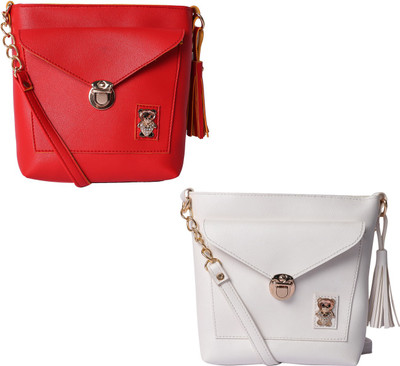 

Fillin Cart Women Casual, Evening/Party, Formal Red, White PU Sling Bag