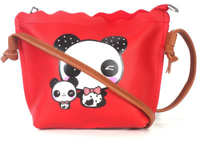 

b4bags Women Casual Red, Black Leatherette Sling Bag, Black;red