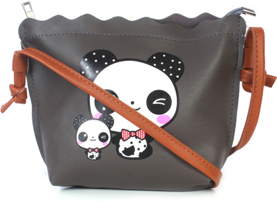 

b4bags Women Casual Khaki, Black Leatherette Sling Bag, Black;khaki