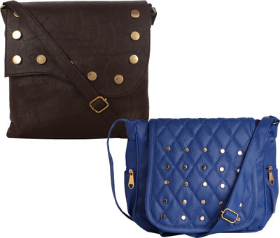 

Fillin Cart Women Casual, Evening/Party, Formal Brown, Blue PU Sling Bag, Blue;brown