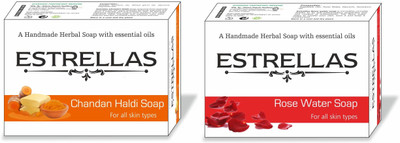 

Estrellas life sciences Chandan Haldi & Rose water Hand made Herbal Soap(180 g, Pack of 2)