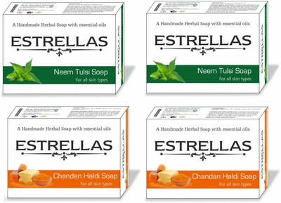 

Estrellas life sciences Chandan Haldi & Neem Tulsi Hand made Herbal Soap pack of 4(360 g, Pack of 4)