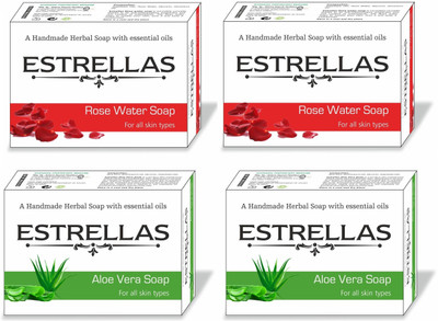 

Estrellas life sciences Aloe vera & Rose water Hand made Herbal Soap pack of 4(360 g, Pack of 4)