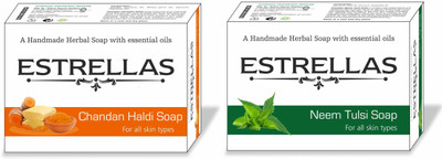 

Estrellas life sciences Chandan Haldi & Neem Tulsi Hand made Herbal Soap(180 g, Pack of 2)
