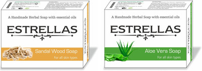 

Estrellas life sciences Aloe vera & Sandalwood Hand made Herbal Soap(180 g, Pack of 2)