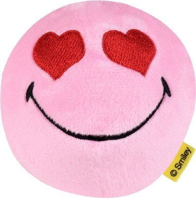 

Smiley World Smiling Face with Heart Eyes Expression Soft Toy Ball By Ultra - 4 inch(Pink)