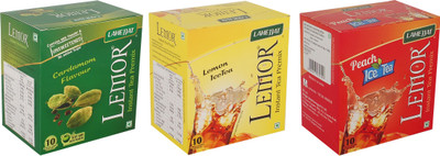 

Lemor Pack of 3 Cardamom Instant Tea and Lemon and Peach Ice Tea (Each Box Contain 10 Sachets) Cardamom, Lemon, Peach Tea Bags Box(250 g)