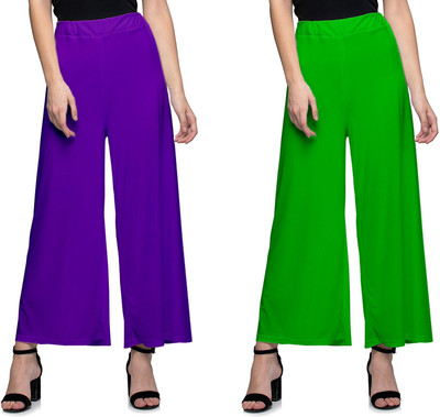 Omikka Relaxed Women Purple, Green Trousers