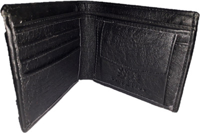 

long tree Men Brown Genuine Leather Wallet(3 Card Slots), Black