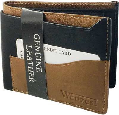 

WENZEST Men Black Genuine Leather Wallet(3 Card Slots)