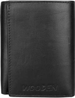 

Wooden Men Casual Black Genuine Leather Wallet(4 Card Slots)
