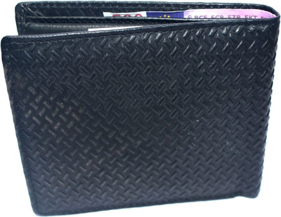 

Pin to Pen Men Casual Blue Genuine Leather Wallet(8 Card Slots), Black
