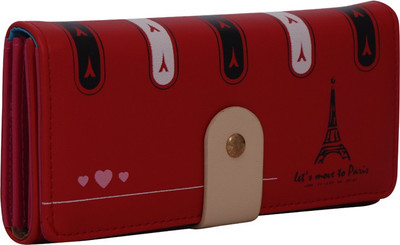

Cidky Women Red Artificial Leather Wrist Wallet(10 Card Slots)