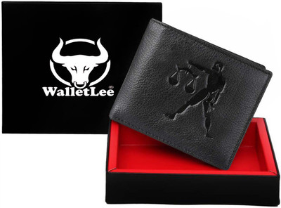WalletLee Men Casual Black Genuine Leather Wallet(1 Card Slot)