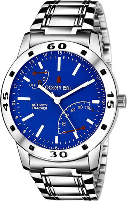 Golden Bell 955GB Original Blue Dial Silver Steel Analog Wrist Watch - For Men