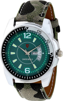 

Svviss Bells PSB-990 Exceptional green dial muticolor dial strap Day and Date Chronograph wrist Watch - For Men