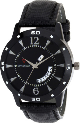 

Svviss Bells PSB-967 Original Black Dial Black Leather Strap Day and Date Multifunction Chronograph Wrist Watch - For Men