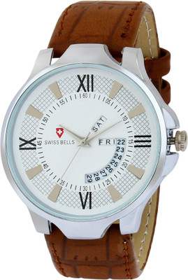 

Svviss Bells 1052TA Original White Dial Brown Leather Strap Day and Date Multifunction Chronograph Wrist Watch for Men - SB-1052 Watch - For Men