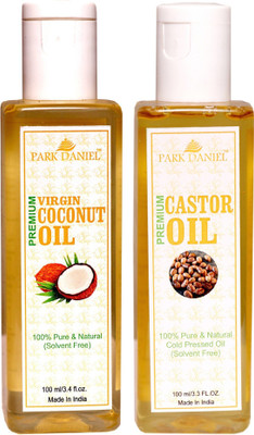 

Park Daniel Virgin Coconut oil and Castor Oil - Pure and Natural Combo pack of 2 bottles of 100 ml(200 ml)(200 ml)