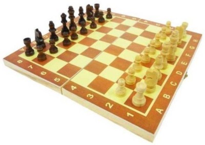 Konex Wooden Chess Board With 32 Pawns Coins - Large 35.56 cm Chess Board(Multicolor)