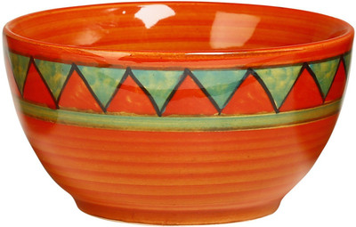 

Caffeine Katori Ceramic in Orange Triangle (Set of 1) Handmade Stoneware Bowl(Multicolor, Pack of 1)