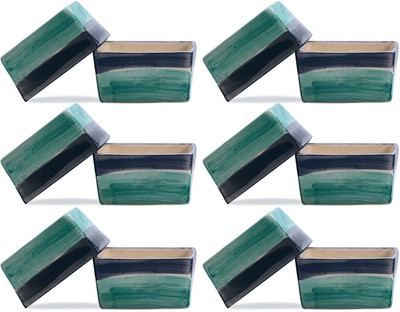 

caffeine Dip and Sauce Serving Bowl Ceramic/Stoneware in Seagreen and Grey Studio (Set of 12) Handmade Ceramic Disposable Bowl Set(Blue, Pack of 12)