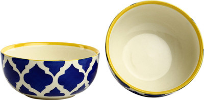 

Caffeine Handmade Mughal Print Bowl (Set of 2) Stoneware Bowl Set(Blue, Pack of 2)