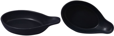 

caffeine Serving Bowl Ceramic/Stoneware in Black Contemporary Handmade by Caffeine-Set of 2 Stoneware Bowl Set(Black, Pack of 2)